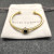 David Yurman Gold Tone 4mm Cable Square Black Diamond Cuff Bracelet