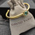 David Yurman Gold Tone 4mm Cable Square Blue Diamond Cuff Bracelet