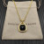 David Yurman Gold 14mm Square Black Diamond Necklace