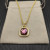 David Yurman Gold 14mm Square Purple Diamond Necklace
