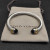 David Yurman 7mm Gold and Silver Double End Cap Black Diamond Cable Bracelet