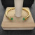 David Yurman 5mm Gold Angled Green Chalcedony Cuff Bracelet, Fits Wrist Size 16cm - 20cm
