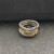 David Yurman Gold and Silver Three-Row Diamond Border Ring