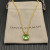 David Yurman Gold 11mm Four-Prong Green Diamond Necklace