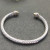 David Yurman 5mm Gold and Silver Pav&Atilde;&copy; Diamond Round Cuff Bracelet, Fits Wrist Size 16cm - 20cm