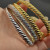 David Yurman 6.2mm Gold Diamond Engraved Wave Bangle Bracelet