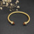 David Yurman 5mm Gold Cable Cuff Bracelet with Diamond-Accented Champagne Stone