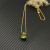 David Yurman Gold 11mm Four-Prong Green Diamond Necklace