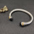 David Yurman 7mm Gold and Silver Double End Cap Black Diamond Cable Bracelet