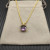 David Yurman Gold 11mm Four-Prong Purple Diamond Necklace