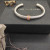 David Yurman 7mm Sterling Silver Cable Cuff Bracelet with Gold Bead End Caps Pink Diamonds