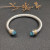 David Yurman 7mm Gold and Silver Double End Cap Blue Diamond Cable Bracelet