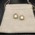 David Yurman 7mm Gold Square White Agate Stud Earrings