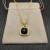 David Yurman Gold 14mm Square Black Diamond Necklace