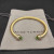 David Yurman 5mm Gold Cable Cuff Bracelet with Diamond-Accented Light Green Stone