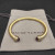 David Yurman Gold Tone 5mm Red Diamond Cuff Bracelet