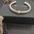 David Yurman 7mm Sterling Silver Cable Cuff Bracelet with Gold Bead End Caps White Diamonds