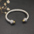 David Yurman 7mm Gold and Silver Cable Cuff Bracelet with Pav&Atilde;&copy;-Set Round End Caps