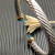 David Yurman 7mm Gold-Tone End Caps Sterling Silver Cable Cuff Bracelet Blue Diamonds