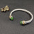 David Yurman Gold and Silver 7mm Double End Cap Bracelet with Light Green Pav&Atilde;&copy;
