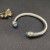 David Yurman 7mm Gold and Silver Double End Cap Blue Diamond Cable Bracelet