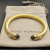 David Yurman 7mm Gold-Tone Cable Cuff Bracelet Purple Diamonds