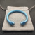 David Yurman 7mm Light Blue Colorful Enamel Cuff Bracelet, Fits Wrist Size 16cm - 20cm