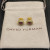 David Yurman 7mm Gold Square Purple Diamond Stud Earrings