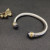 David Yurman 7mm Gold and Silver Double Diamond Station Purple Diamond Cuff Bracelet