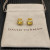 David Yurman 7mm Gold Square Yellow Diamond Stud Earrings